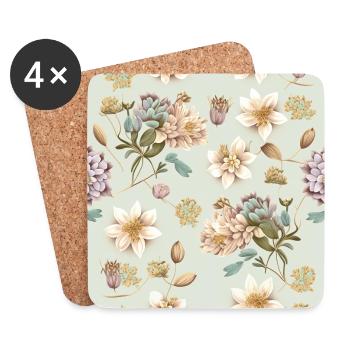 Design floral 4 - Dessous de verre (lot de 4) - blanc - Devant
