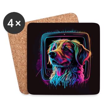 Rainbow Hund - Untersetzer (4er-Set) - Weiß - Vorne