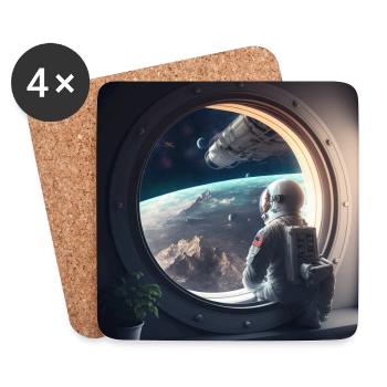 Ein Astronaut schaut aus dem Fenster - Untersetzer (4er-Set) - Weiß - Vorne