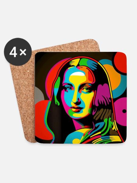 Portait Pop-Art - Untersetzer (4er-Set) - Weiß