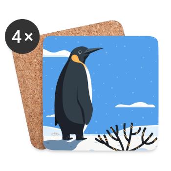 Pinguin im Schnee - Untersetzer (4er-Set) - Weiß - Vorne