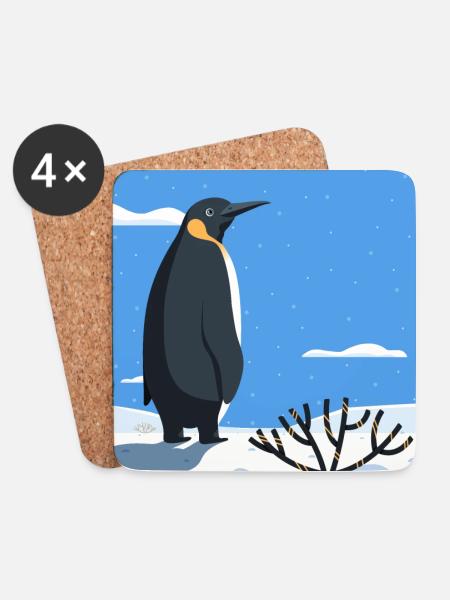 Pinguin im Schnee - Untersetzer (4er-Set) - Weiß