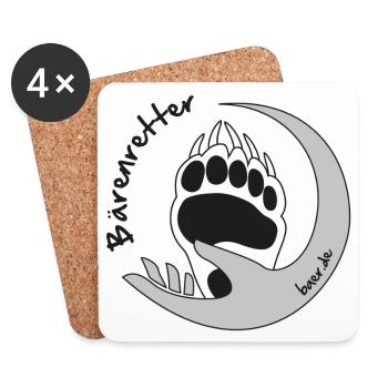 Bärenretter Logo black and white round - Coasters (set of 4) - white - Front