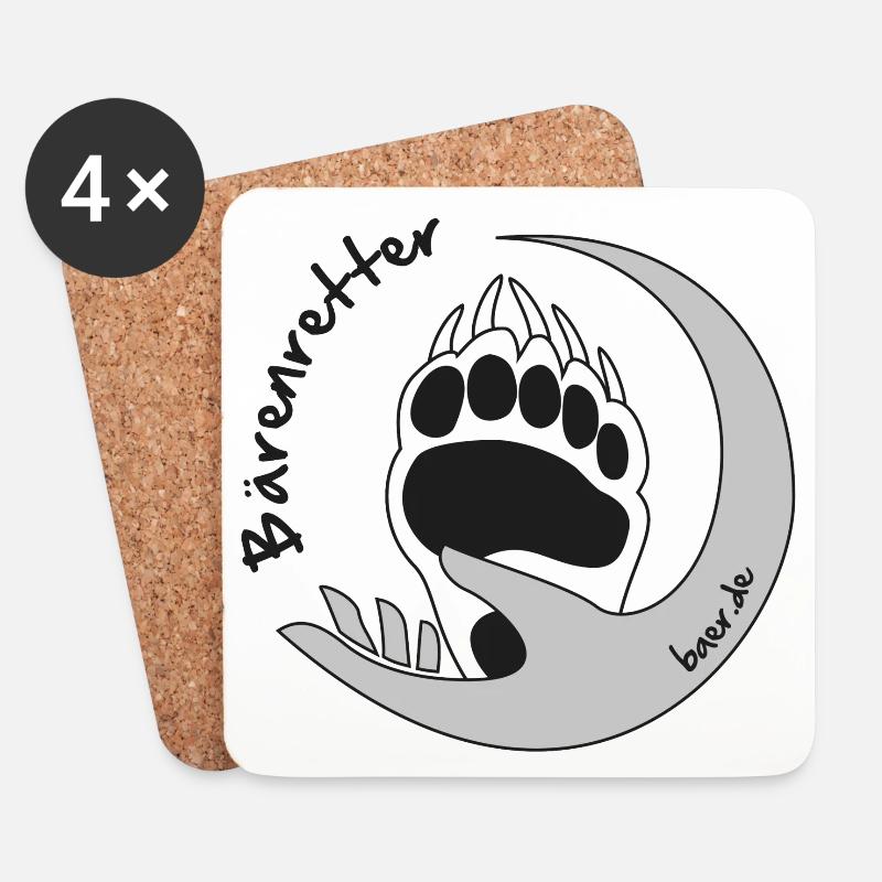 Bärenretter Logo schwarz weiss rund - Untersetzer (4er-Set) - Weiß