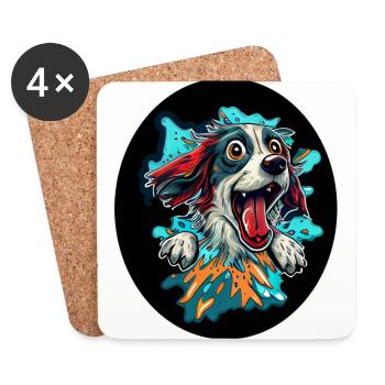 Chien heureux #dog - Dessous de verre (lot de 4) - blanc - Devant