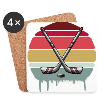 Hockey Rétro - Dessous de verre (lot de 4) - blanc - Devant