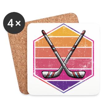 Hockey sur glace Vintage - Dessous de verre (lot de 4) - blanc - Devant