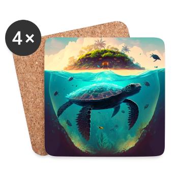 Die Hawaii Schildkröte - Untersetzer (4er-Set) - Weiß - Vorne
