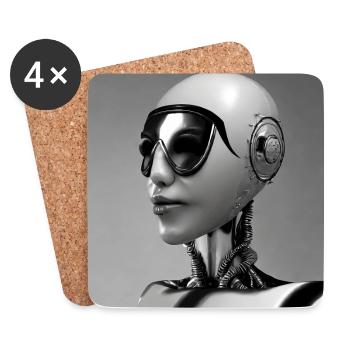 Human robot black and white - Coasters (set of 4) - white - Front
