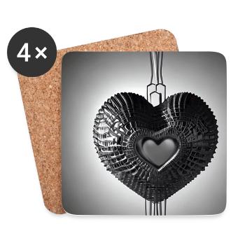Bijoux coeur Metall - Dessous de verre (lot de 4) - blanc - Devant