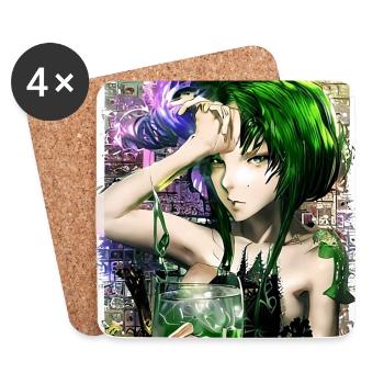 Fille aux cheveux verts le jour de la Saint-Patrick - Dessous de verre (lot de 4) - blanc - Devant