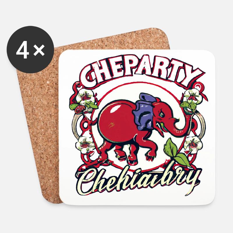 CheParty Elephant - Untersetzer (4er-Set) - Weiß