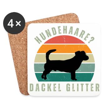 Rauhaardackel Glitter Retro Sunset - Untersetzer (4er-Set) - Weiß - Vorne