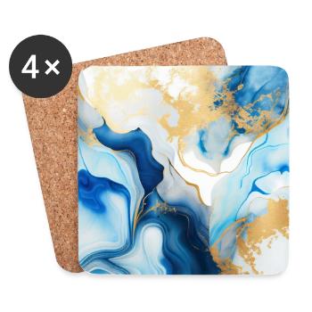 Blue Modern Marble - Coasters (set of 4) - white - Front