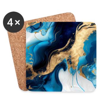Blue Modern Marble - Coasters (set of 4) - white - Front