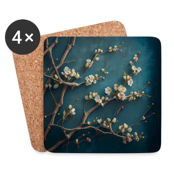 Bleu fleur de cerisier - Dessous de verre (lot de 4) - blanc - Devant