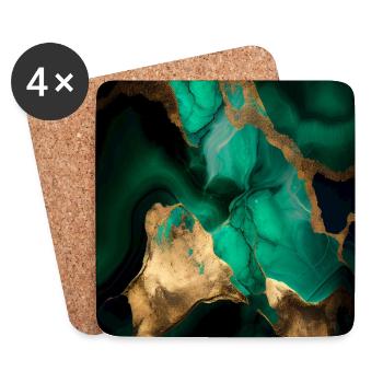 Elegant Emerald Green Marble - Coasters (set of 4) - white - Front