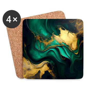 Emerald Green Marble - Coasters (set of 4) - white - Front