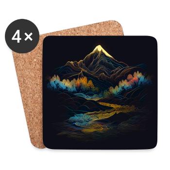 Japanische Berglandschaft - Untersetzer (4er-Set) - Weiß - Vorne