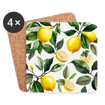 Citron jaune - Dessous de verre (lot de 4) - blanc - Devant