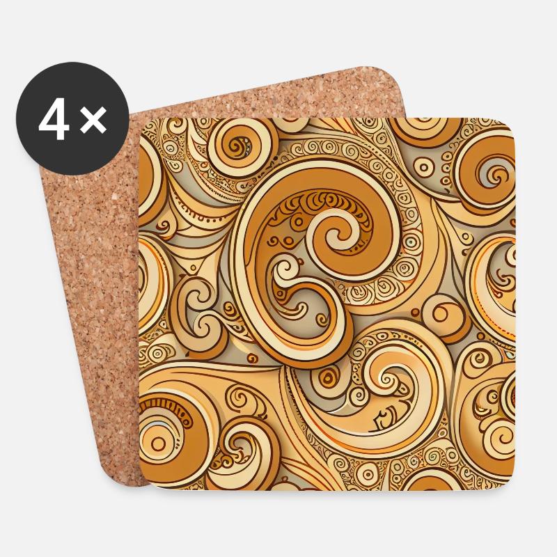 Yellow Swirl Abstract - Untersetzer (4er-Set) - Weiß