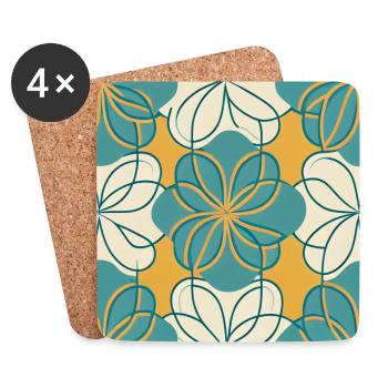 Vintage Flower Pattern - Coasters (set of 4) - white - Front