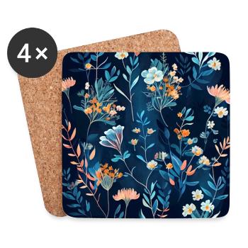Wildblumen Blumen Blau - Untersetzer (4er-Set) - Weiß - Vorne