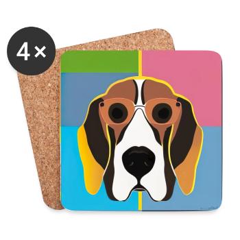 Pop Art Hund - Untersetzer (4er-Set) - Weiß - Vorne
