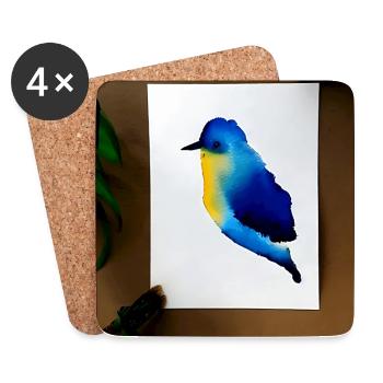 Minimalist bird art, water colour style - Coasters (set of 4) - white - Front