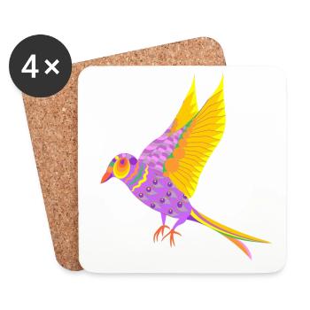 Bunter Vogel - fliegt - Untersetzer (4er-Set) - Weiß - Vorne