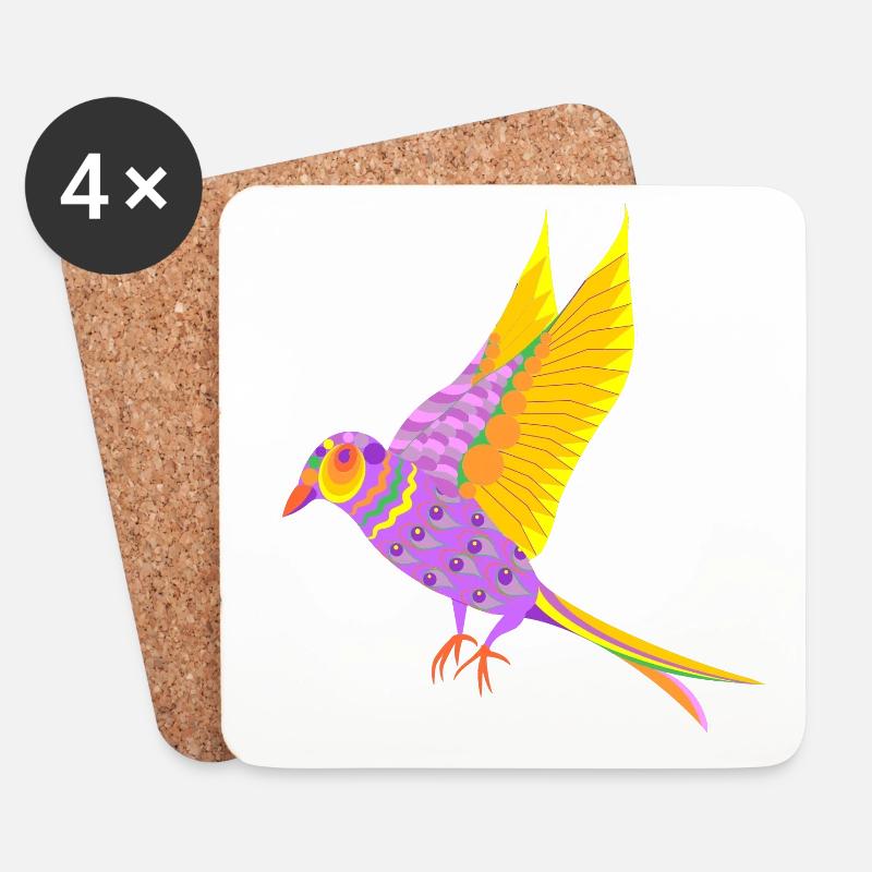 Bunter Vogel - fliegt - Untersetzer (4er-Set) - Weiß