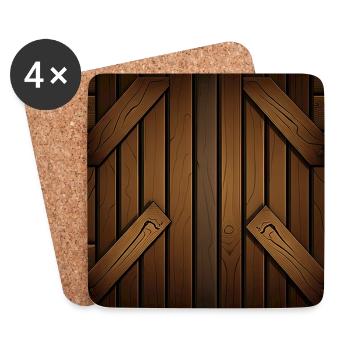 Rustikales Holzplanken Muster Braun - Untersetzer (4er-Set) - Weiß - Vorne