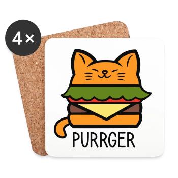 Purrger - Dessous de verre (lot de 4) - blanc - Devant