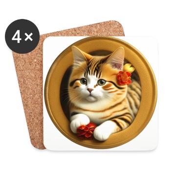 Liebe Katze hoch motiviert - Untersetzer (4er-Set) - Weiß - Vorne