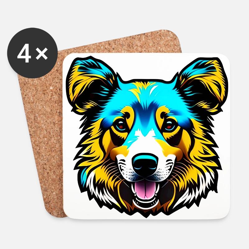 Bunter Hund - Untersetzer (4er-Set) - Weiß