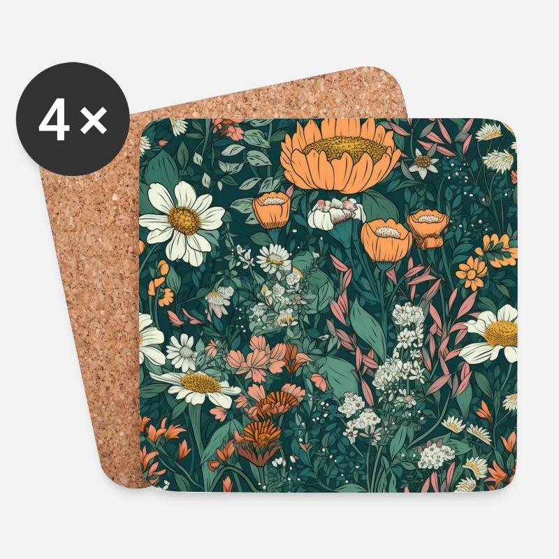 Blühende Blumen Blüten Blume Muster Geschenk Blume - Untersetzer (4er-Set) - Weiß