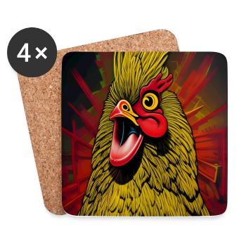 Rooster wake-up call - Coasters (set of 4) - white - Front