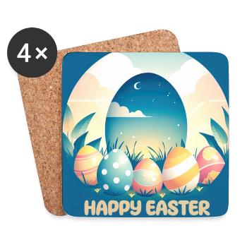 Frohe Ostern, Osterei - Untersetzer (4er-Set) - Weiß - Vorne