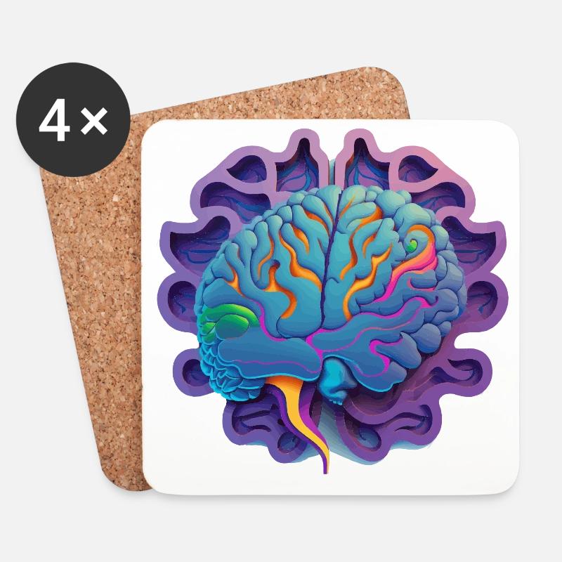purple brain Geschenk - Untersetzer (4er-Set) - Weiß
