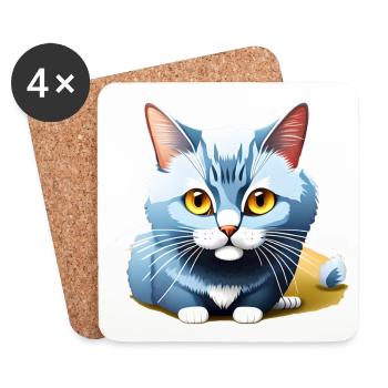 Blue Kitten - Coasters (set of 4) - white - Front