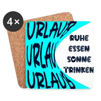 URLAUB - SONNE - RUHE - SOMMERFERIEN - ESSEN - Untersetzer (4er-Set) - Weiß - Vorne