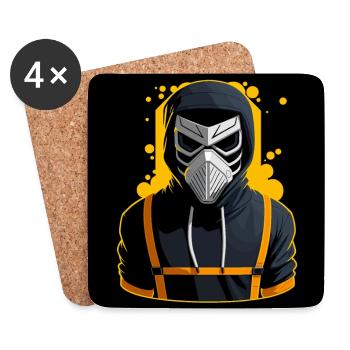 Cyborg avec sweat à capuche - Dessous de verre (lot de 4) - blanc - Devant