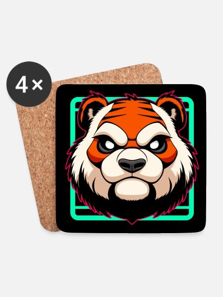 Evil Tiger - Coasters (set of 4) - white
