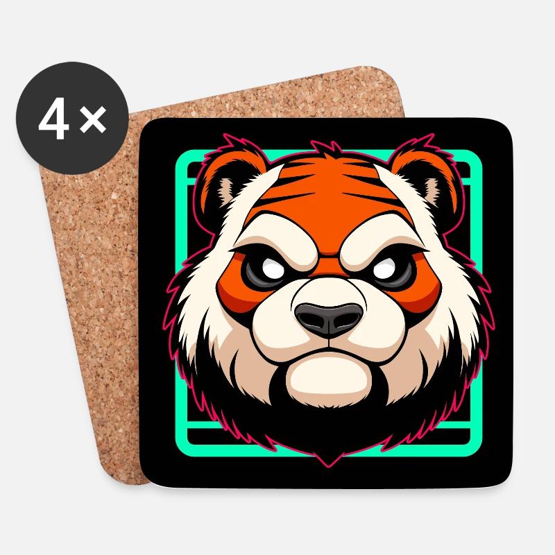Evil Tiger - Coasters (set of 4) - white
