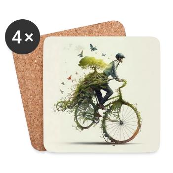 La vie est comme faire du vélo que vous devez continuer à bouger - Dessous de verre (lot de 4) - blanc - Devant