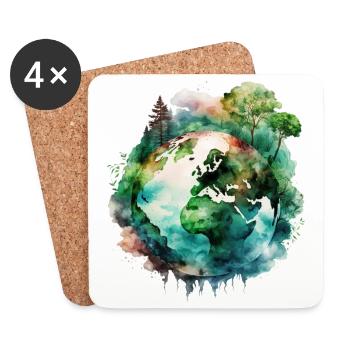 Mutter Erde Naturschutz - Save the Planet - Untersetzer (4er-Set) - Weiß - Vorne