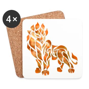 Lion de feu - Dessous de verre (lot de 4) - blanc - Devant