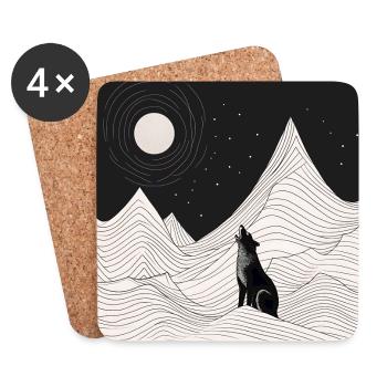 Wolf howls at the moon - Coasters (set of 4) - white - Front