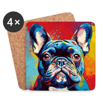 Bouledogue français Pop Art - Dessous de verre (lot de 4) - blanc - Devant