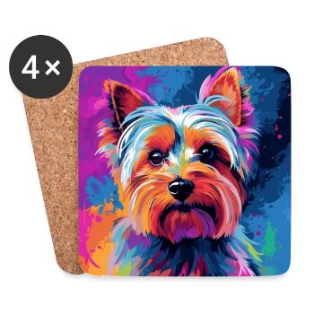 Yorkshire Terrier Pop Art - Dessous de verre (lot de 4) - blanc - Devant